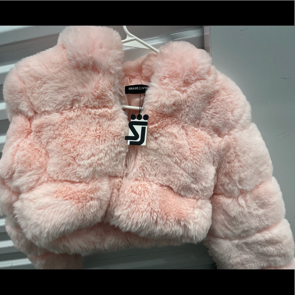 Baby Pink Shane Justin Crop Fur Jacket